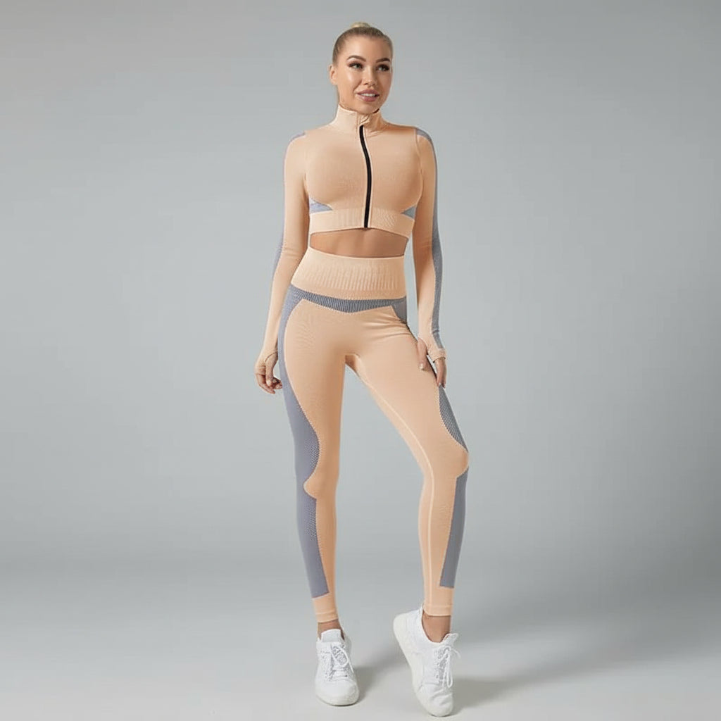 Seamless Zip-Up Fitness Jacket Set