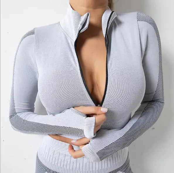 Seamless Zip-Up Fitness Jacket Set