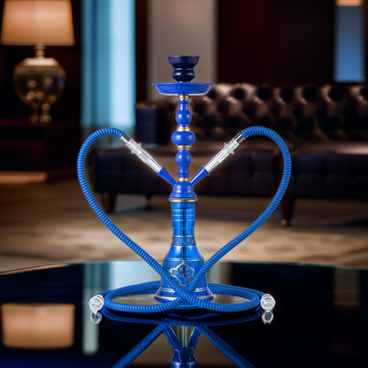 LuxuryBreezz 20" Blue Glass Hookah Kit – Dual Hose Shisha Set