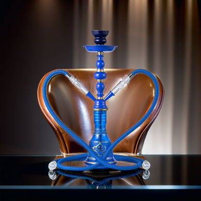 LuxuryBreezz 20" Blue Glass Hookah Kit – Dual Hose Shisha Set