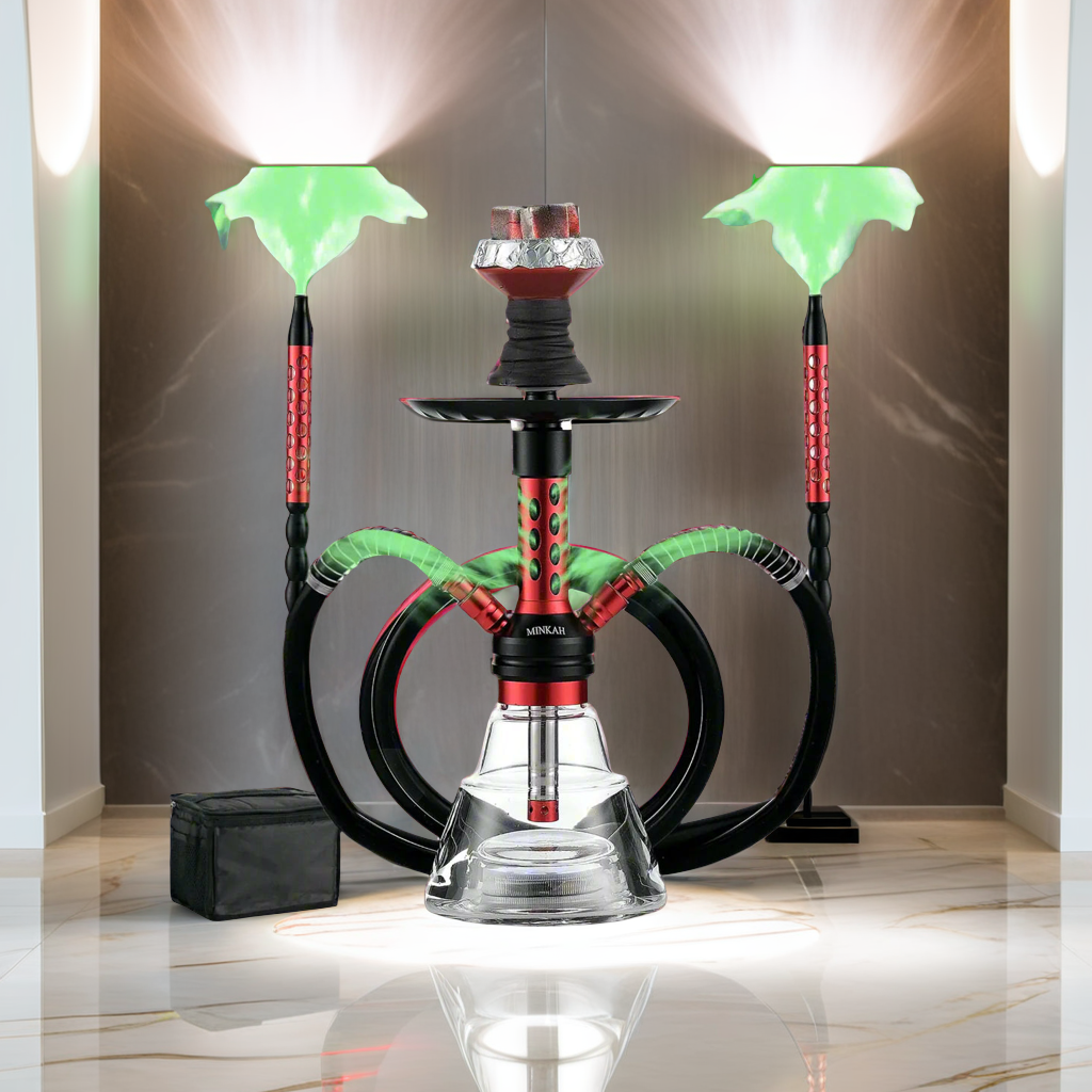 LuxuryBreezz Deluxe 2-Hose Hookah Kit with LED & Travel Case