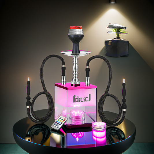 LuxuryBreezz Modern Cube LED Hookah Set – Dual Hose