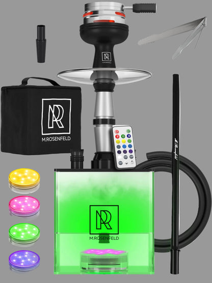 LuxuryBreezz Complete Square Hookah Set with LED & Carry Bag