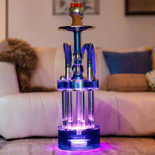 LuxuryBreezz ULTRA VIP EliteQuad 4-Hose LED Hookah Set