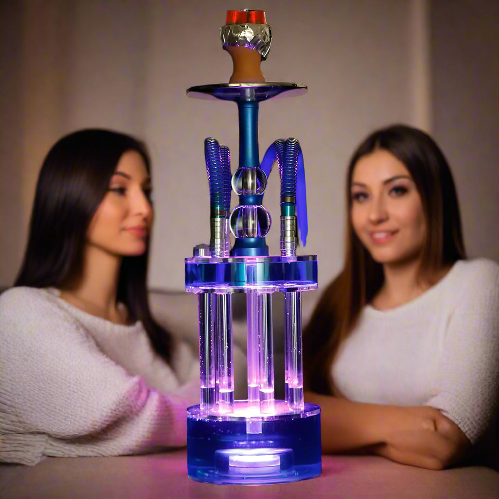 LuxuryBreezz ULTRA VIP EliteQuad 4-Hose LED Hookah Set