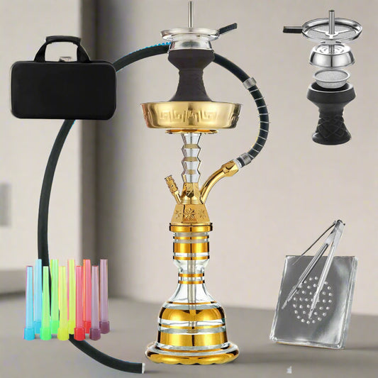 LuxuryBreezz 22" Complete Portable Hookah Kit with Travel Case